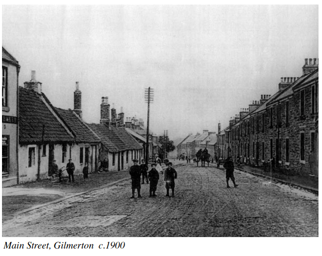 Main Street, Gilmerton C.1900 Historic black and white photo showing children playing on Main Street, Gilmerton, taken around 1900.